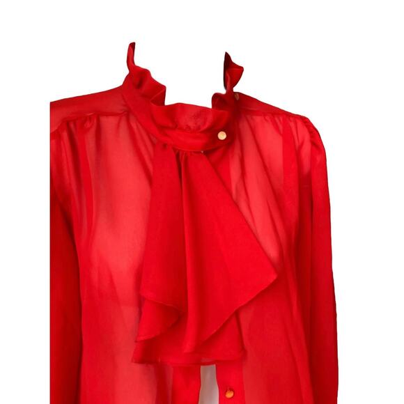 Vintage RED SHEER 80S BLOUSE - Picture 1 of 6